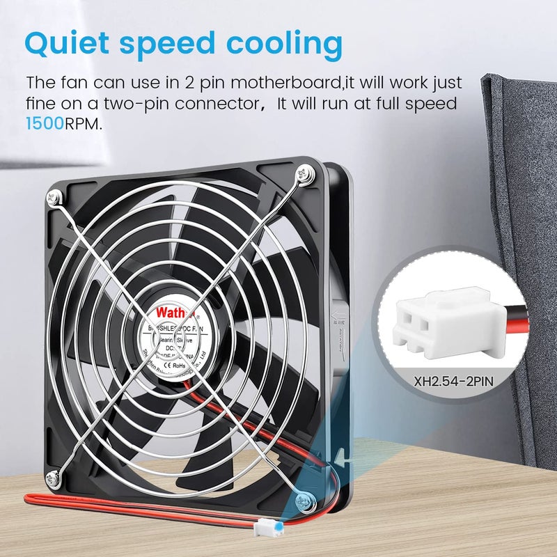 Wathai 140mm Case Fan 12V DC Brushless High Performance Cooling Fan 140x25mm - Image 3